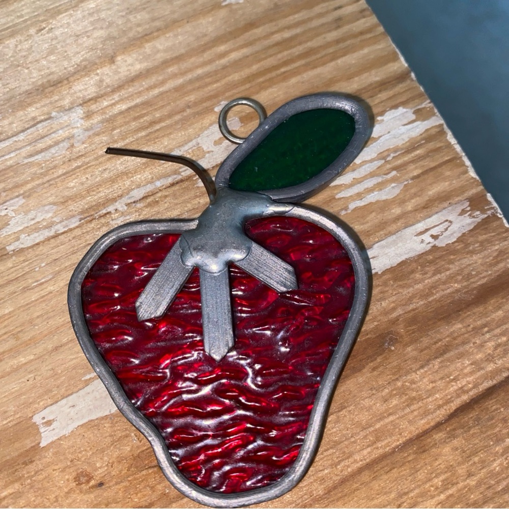 Red and Green Stained Glass Strawberry ornament‎